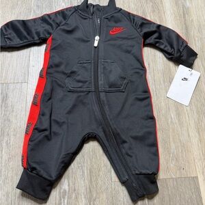 Nike Black & Red Zip-Up Infant One-Piece Footie